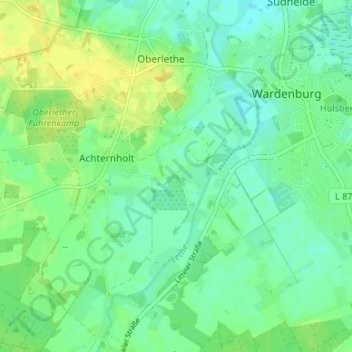 Mappa topografica Fünfhausen, altitudine, rilievo