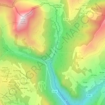 Mappa topografica Bonnavaz, altitudine, rilievo