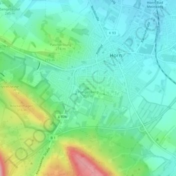Mappa topografica Püngelsberg, altitudine, rilievo