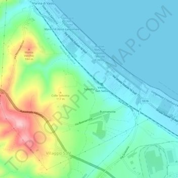 Mappa topografica Selvotta, altitudine, rilievo