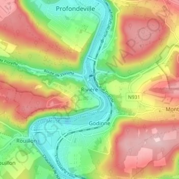 Mappa topografica Rivière, altitudine, rilievo