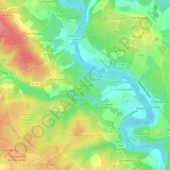Mappa topografica Le Marquizeau, altitudine, rilievo