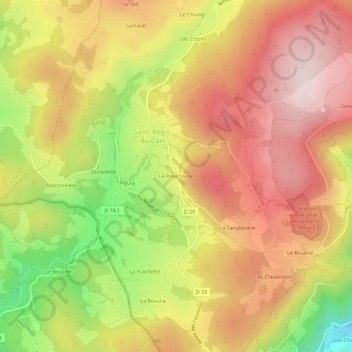 Mappa topografica La Rouchouse, altitudine, rilievo