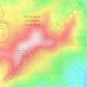 Mappa topografica Black Rock Mountain State Park, altitudine, rilievo