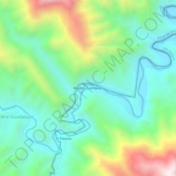 Mappa topografica Medias Coloradas, altitudine, rilievo