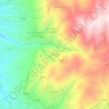 Mappa topografica Altavilla, altitudine, rilievo