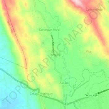 Mappa topografica Tanglag, altitudine, rilievo