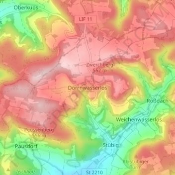 Mappa topografica Dörrnwasserlos, altitudine, rilievo
