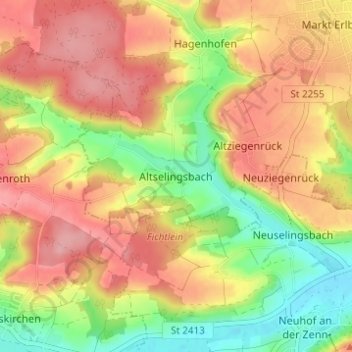 Mappa topografica Altselingsbach, altitudine, rilievo