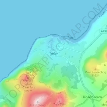 Mappa topografica Trefor, altitudine, rilievo