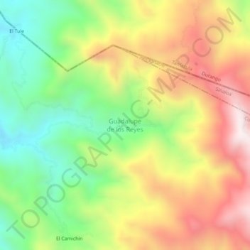 Mappa topografica Guadalupe de los Reyes, altitudine, rilievo