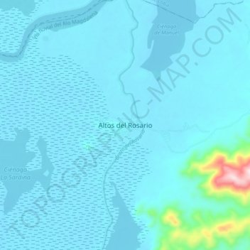 Mappa topografica Altos del Rosario, altitudine, rilievo