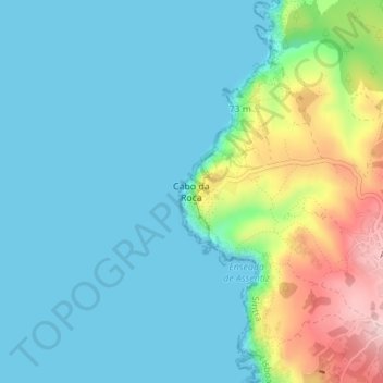 Mappa topografica Cabo da Roca, altitudine, rilievo