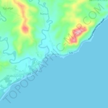Mappa topografica Iba, altitudine, rilievo