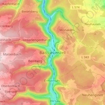 Mappa topografica Bad Liebenzell, altitudine, rilievo