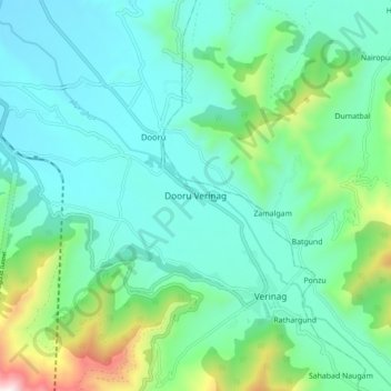 Mappa topografica Dooru Verinag, altitudine, rilievo