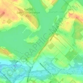 Mappa topografica Guelph Lake, altitudine, rilievo