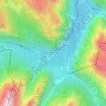 Mappa topografica Carbonin, altitudine, rilievo