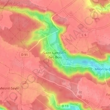 Mappa topografica Saint-Lambert-des-Bois, altitudine, rilievo