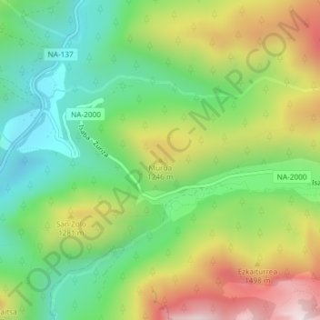 Mappa topografica Murua, altitudine, rilievo