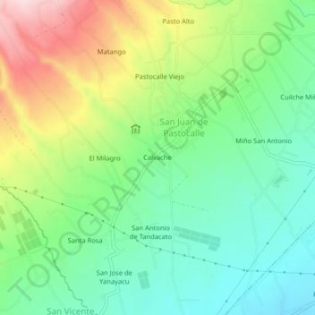 Mappa topografica Calvache, altitudine, rilievo