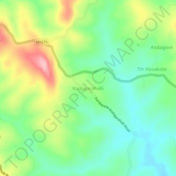Mappa topografica Kodagarahalli, altitudine, rilievo