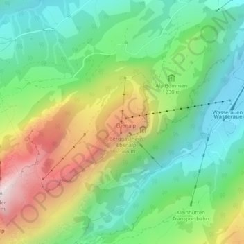 Mappa topografica Ebenalp, altitudine, rilievo