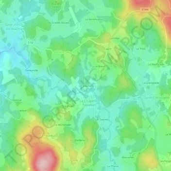 Mappa topografica Le Souchat, altitudine, rilievo