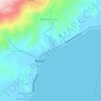 Mappa topografica Itum, altitudine, rilievo