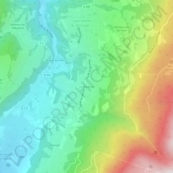 Mappa topografica Le Bouloud, altitudine, rilievo