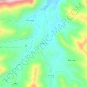 Mappa topografica Tambulla, altitudine, rilievo