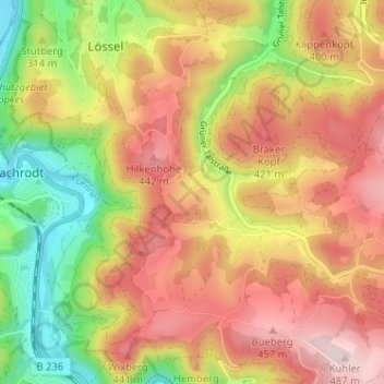 Mappa topografica Vorm Heu, altitudine, rilievo