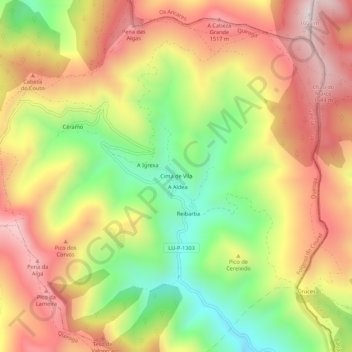 Mappa topografica Cima de Vila, altitudine, rilievo