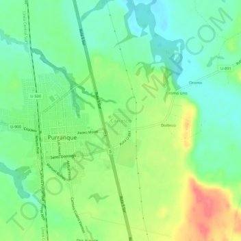 Mappa topografica Carrasco, altitudine, rilievo