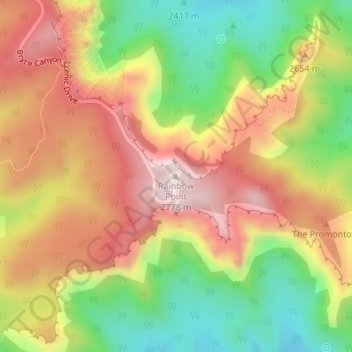 Mappa topografica Rainbow Point, altitudine, rilievo