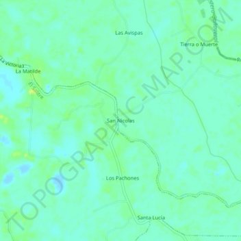Mappa topografica San Nicolas, altitudine, rilievo