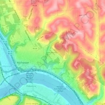 Mappa topografica North Rochester, altitudine, rilievo