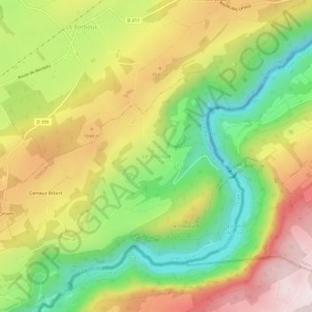 Mappa topografica Le Pissoux, altitudine, rilievo