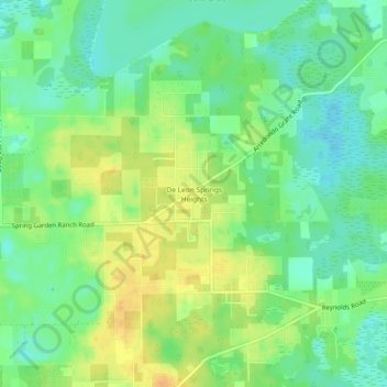 Mappa topografica De Leon Springs Heights, altitudine, rilievo