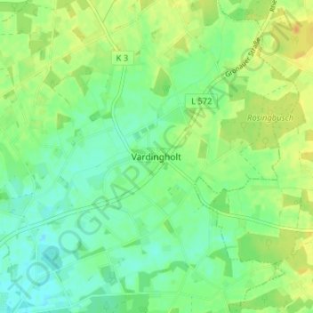 Mappa topografica Vardingholt, altitudine, rilievo