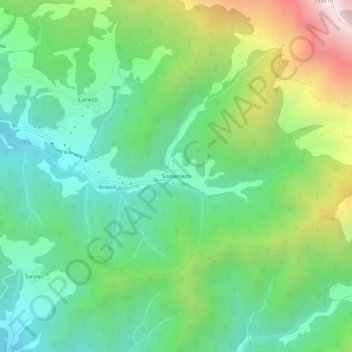 Mappa topografica Somaniezo, altitudine, rilievo