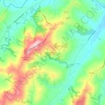 Mappa topografica Loretello, altitudine, rilievo