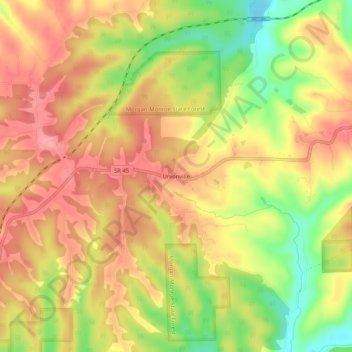 Mappa topografica Unionville, altitudine, rilievo