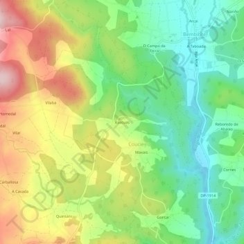 Mappa topografica Bascuas, altitudine, rilievo