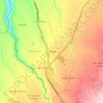 Mappa topografica El Vergel, altitudine, rilievo