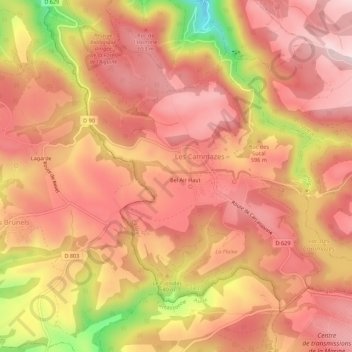 Mappa topografica Bel Air Bas, altitudine, rilievo