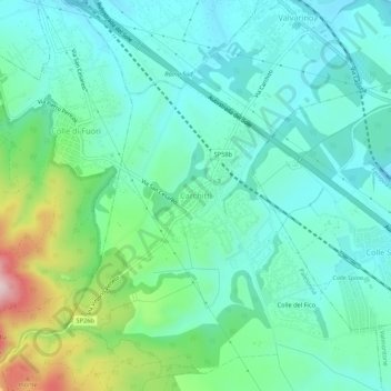 Mappa topografica Carchitti, altitudine, rilievo