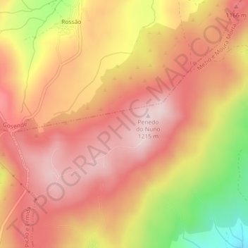 Mappa topografica Serra de Bigorne, altitudine, rilievo