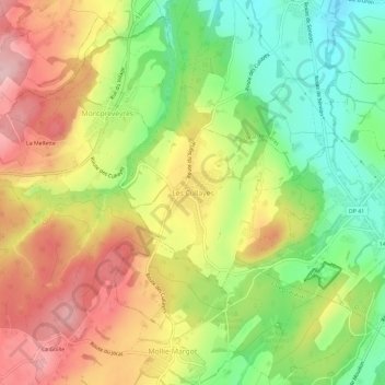 Mappa topografica Les Cullayes, altitudine, rilievo