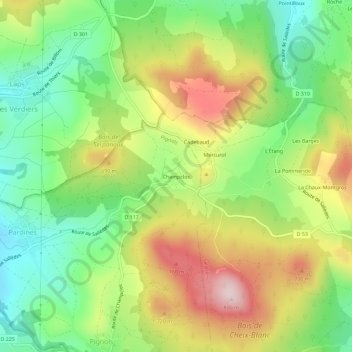 Mappa topografica Champclos, altitudine, rilievo